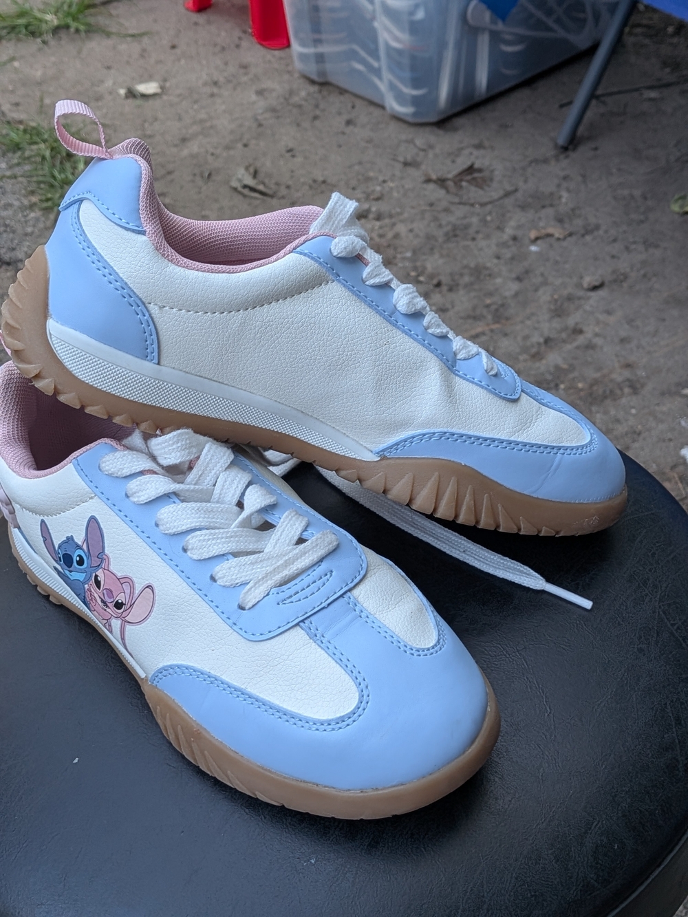 Kids Blue & White Casual Sneakers with Pink Accents